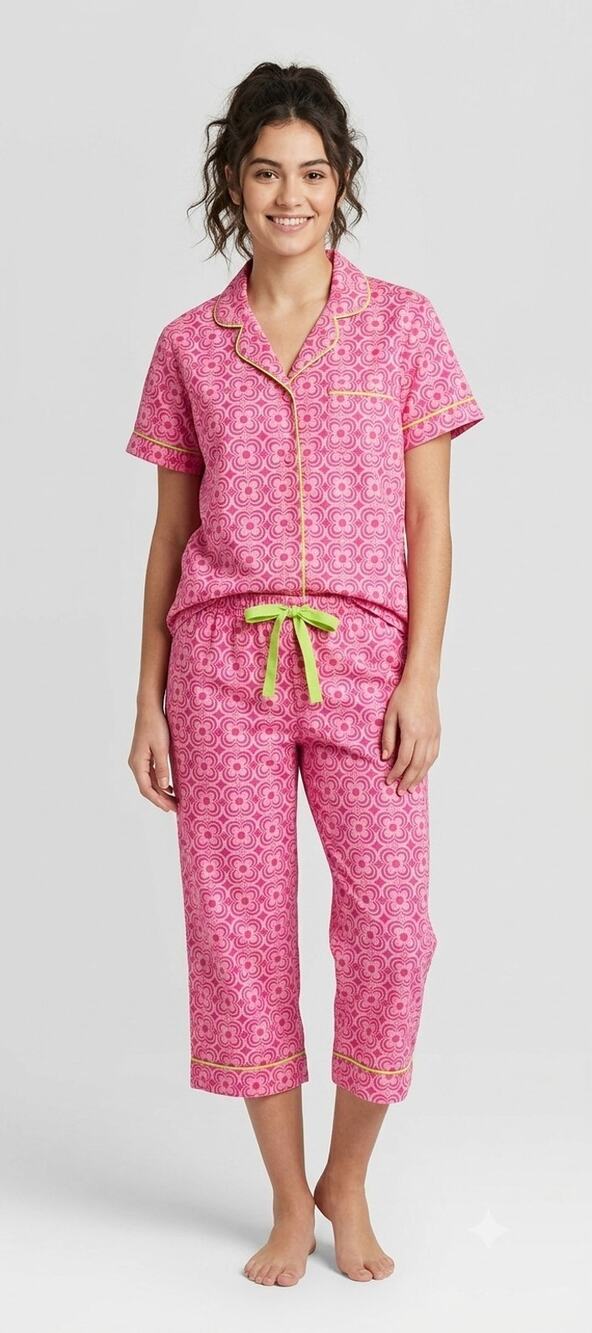 Bedhead X Trina Turk Pink Organic Cotton Pajama Set Large